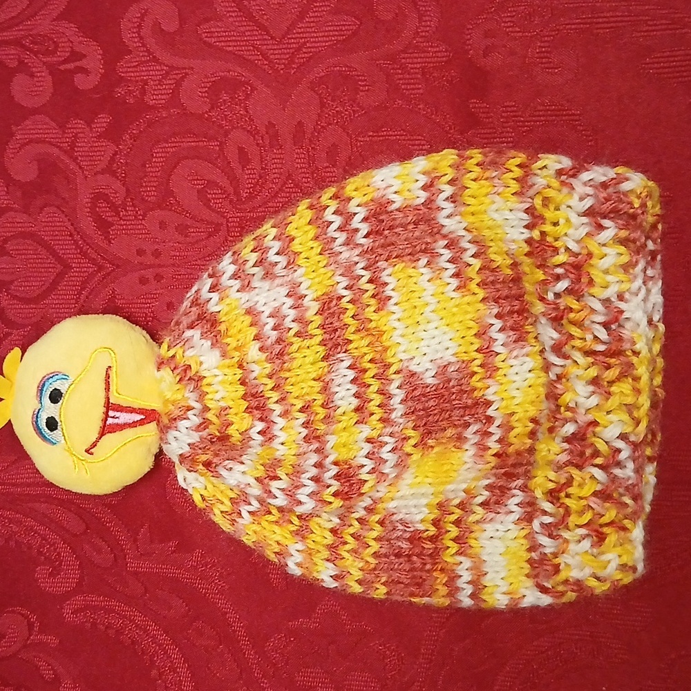 Colorful Knitted BIG BIRD AND COOKIE MONSTER Beanies SET OF TWO - Picture 4 of 5